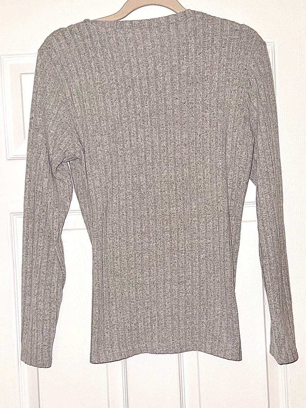 Ribbed Long Sleeve Sweater in Heather Gray